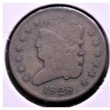 1828 HALF CENT  VG