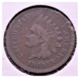 1865 INDIAN HEAD CENT VF