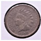 1908 S INDIAN HEAD CENT  VF RARE DATE