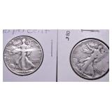 TWO WALKING HALF DOLLARS