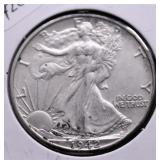 1943 D WALKING HALF DOLLAR  AU