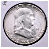 1951 S FRANKLIN HALF DOLLAR CH BU