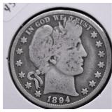 1894 O BARBER HALF DOLLAR VG