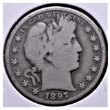 1897 S BARBER HALF DOLLAR  VG RARE DATE