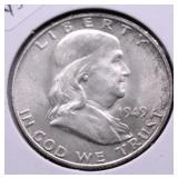 1949 D CH BU FBL FRANKLIN HALF DOLLAR