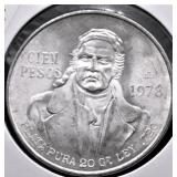 1978 MEXICO SILVER 100 PESOS GEM