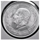 1952 MEXICO SILVER 5 PESOS  GEM