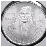 1977 MEXICO SILVER 100 PESOS