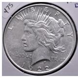 1922 D PEACE DOLLAR VF