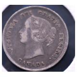 1900 CANADA SILVER 5 CENTS VF