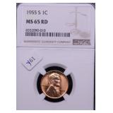 1955 S NGC MS65 RED LINCOLN CENT