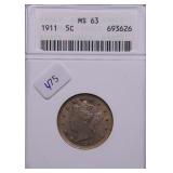 1911 ANAX MS63 V NICKEL PQ