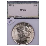 1923 PCI MS63 PEACE DOLLAR