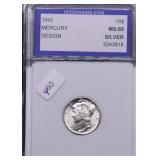 1943 IGS MS68 MERCURY DIME