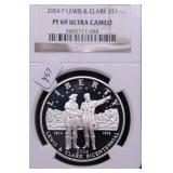 2004 S NGC PF69UC LEWIS & CLARK SILVER DOLLAR