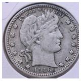 1916 D BARBER QUARTER VF
