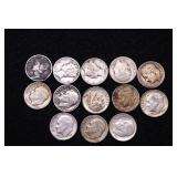 13 SILVER DIMES