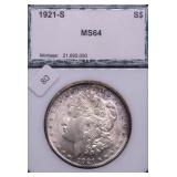 1921 S PCI MS 64 MORGAN DOLLAR