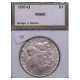 1887 O PCI MS60 MORGAN DOLLAR