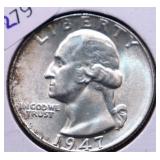 1947 CHOICE BU WASHINGTON QUARTER