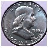 1958 D CH BU FRANKLIN HALF DOLLAR