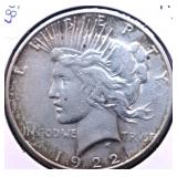 1922 S PEACE DOLLAR VF