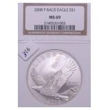 2008 NGC MS69 BALD EAGLE SILVER DOLLAR