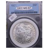 1921 GEC MS67 MORGAN DOLLAR