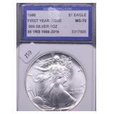 1986 IGS MS70 SILVER EAGLE