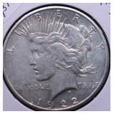 1922 S PEACE DOLLAR VF