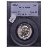 1955 D PCGS MS63 WASHINGTON QUARTER