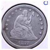 1877 CC SEATED QUARTER VF