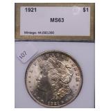 1921 PCI MS63 MORGAN DOLLAR