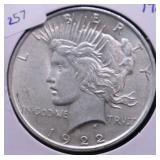 1922 PEACE DOLLAR AU