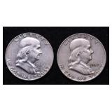 TWO FRANKLIN HALF DOLLARS