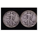 TWO WALKING HALF DOLLARS