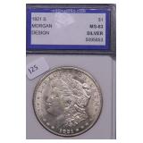 1921 S IGS MS63 MORGAN DOLLAR