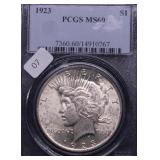 1923 PCGS MS60 PEACE DOLLAR