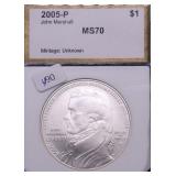 2005 P PCI MS70 MARSHALL SILVER DOLLAR