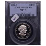 1981 S TYPE 2 PCGS MS68DC SBA DOLLAR