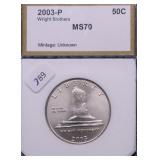 2003 PCI MS70  WRIGHT BROS HALF DOLLAR