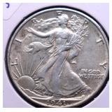 1941 S WALKING HALF DOLLAR AU