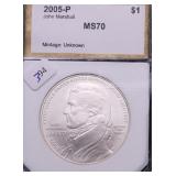 2005 PCI MS70 WARSHALL SILVER DOLLAR