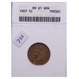 1907 ANAX MS 61 INDIAN HEAD CENT
