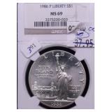 1986 NGC MS69 ELLIS ISLAND SILVER DOLLAR