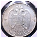 YUGOSIAVIA 1938 20 DINARI AU