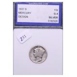 1937 D IGS G4 MERCURY DIME