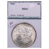 1921 PCI MS 63 MORGAN DOLLAR