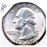 1949 D WASHINGTON QUARTER CHOICE BU