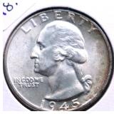 1945 D CHOICE BU WASHINGTON QUARTER